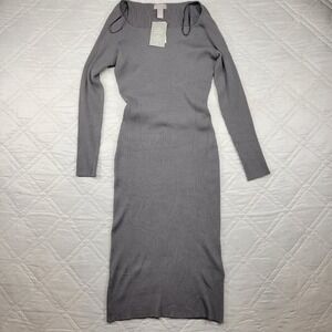 H & M extra long gray sweater dress size L nwt